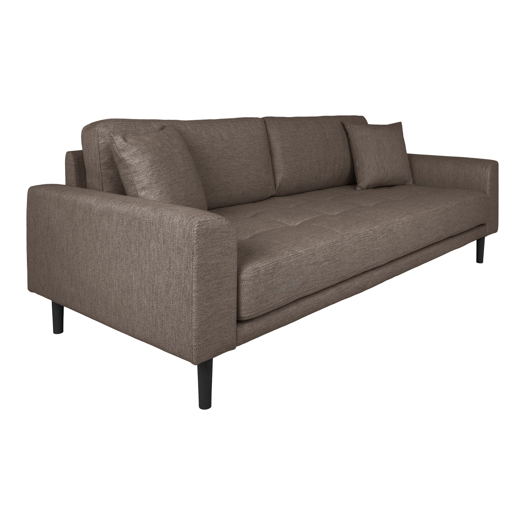 Lido – 3-Sitzer Sofa, mit zwei Kissen und Holzbeinen, 210 × 93 × 76 cm